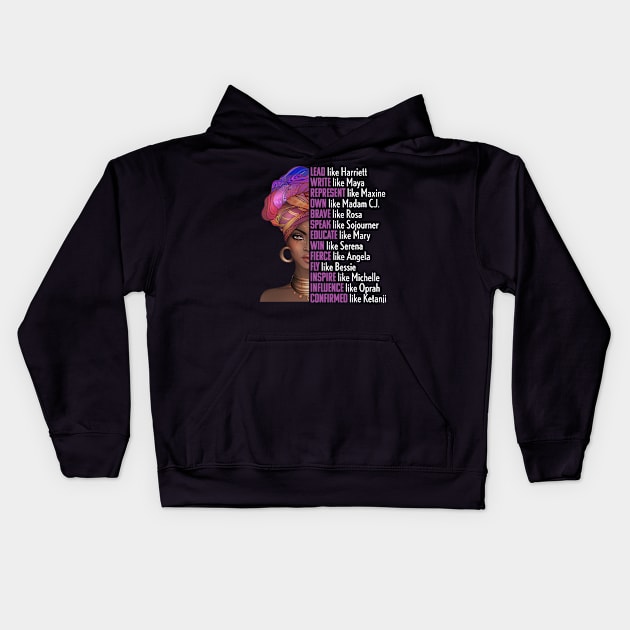 Women of Black History, Legends, Powerful Black Women, Black History Kids Hoodie by UrbanLifeApparel